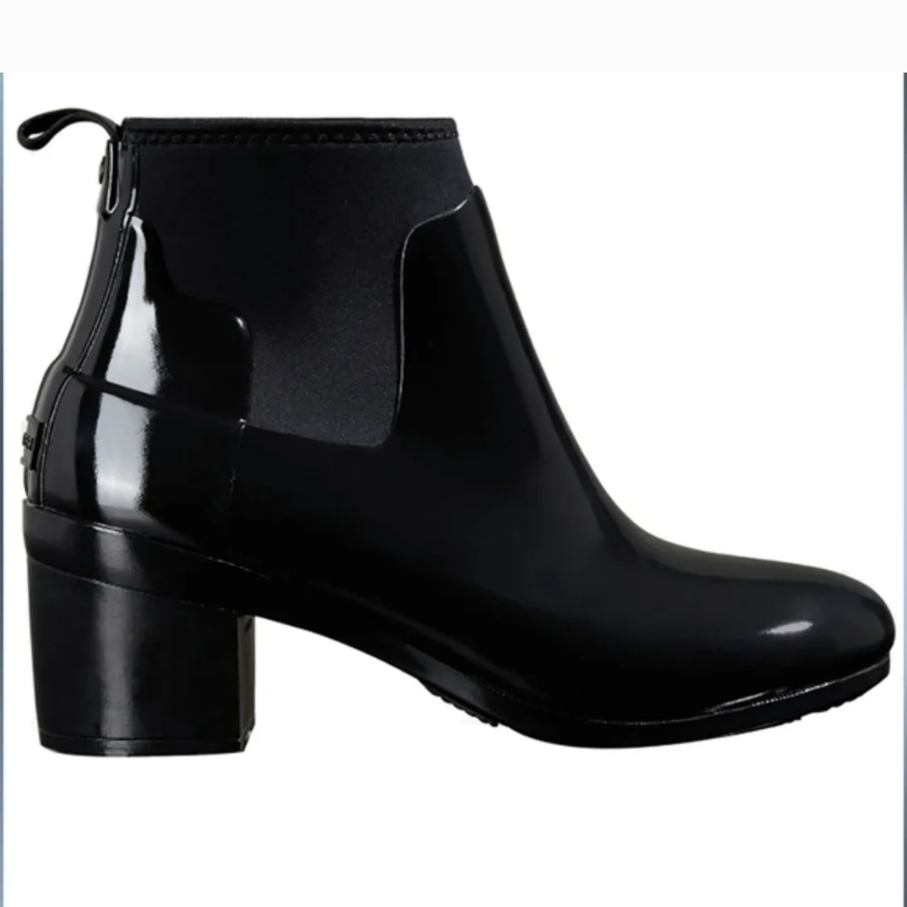 [NEW] HUNTER Black Glossy classic ankle rainboot NWOT